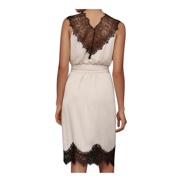 By Anthropologie Sleeveless V-Neck Lace Wrap Midi Dress Blush Pink Sz Small - Picture 3 of 11